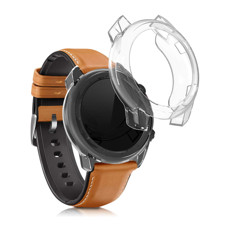 kwmobile 2-Pack Fitness Tracker Frame Compatible with Huami Amazfit GTR (42mm) - Case Sport Tracker TPU Silicone Cover - Transparent - BeesActive Australia