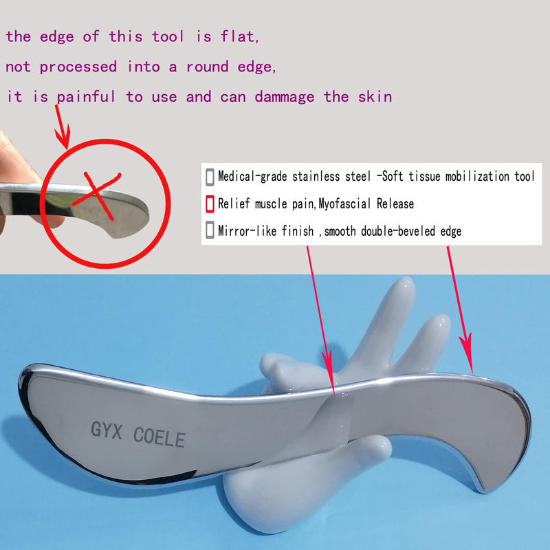 GYX COELE Muscle Scraper Stainless Steel Gua sha Scraping Massage Tool IASTM Tools Great Soft Tissue Mobilization Tool(GYX COELE-2) GYX COELE-2 - BeesActive Australia