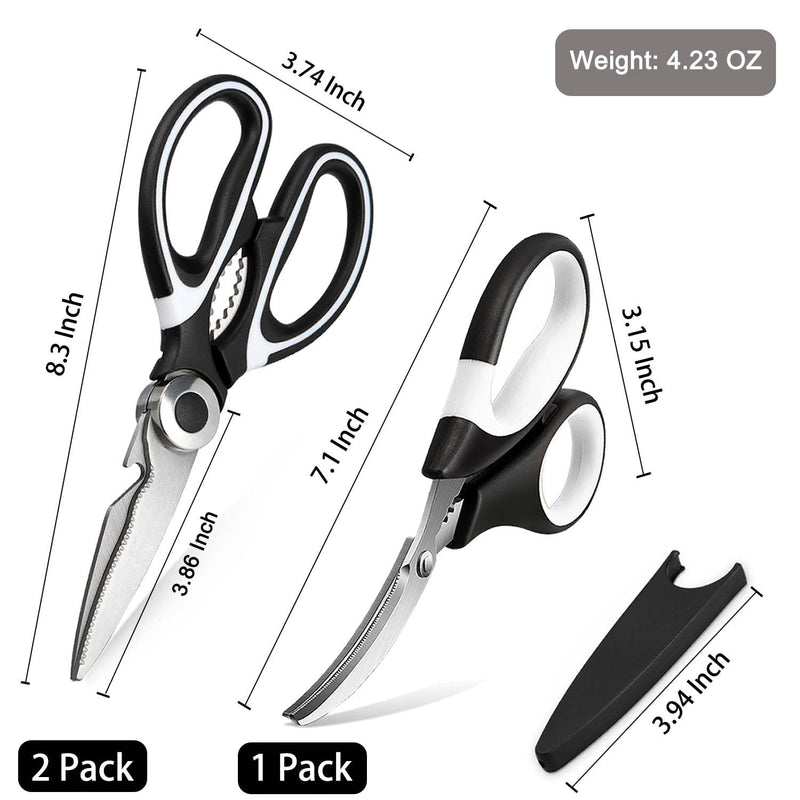 OMDAR Kitchen Scissors 3 Pack - Includes Seafood Scissors As a Bonus - Heavy Duty Stainless Steel Cooking Shears for Cutting Meat, Food, Fish, Poultry Multipurpose Sharp Sissors for Dishwasher Safe Kitchen Scissor - BeesActive Australia