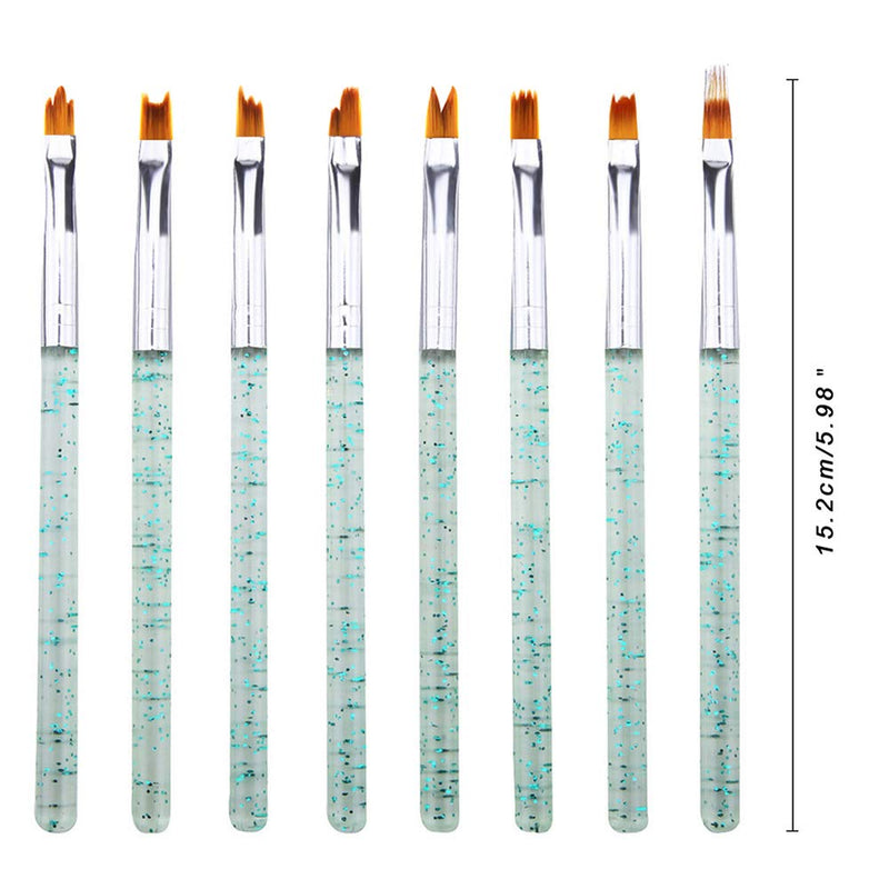 8 Pcs Gel Gradient Nail Art Brush Set, Mwoot UV Gel Painting Pen, Handle Manicure Nail Art Tip Builder Liner Polish Pen Tools (Green) Green - BeesActive Australia