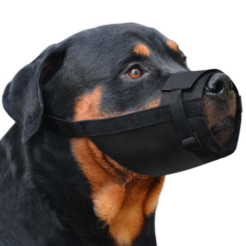 CollarDirect 2-PCs Set Dog Muzzles - Adjustable Soft Breathable Nylon Dog Mouth Guard Cover for Small, Medium and Large Dogs, Anti Chewing, Barking & Biting - Black & Red L/XL (2 Count) 2 Black - BeesActive Australia