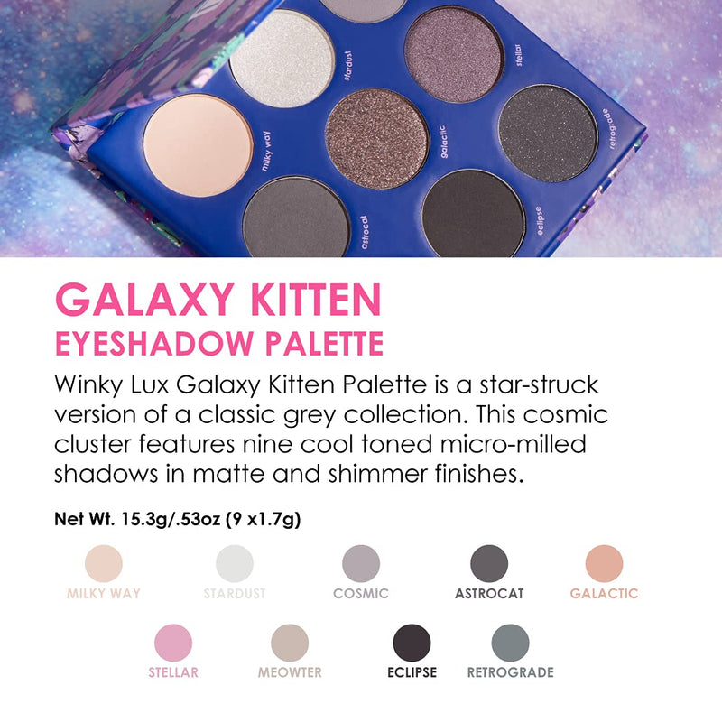 Winky Lux Galaxy Kitten Eyeshadow Palette | Classic grey collection with Matte & Shimmer Finishes | Perfect for a Natural to Smoky Glam Look - BeesActive Australia