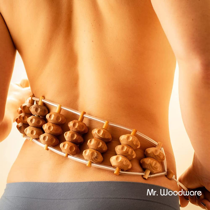 Mr.Woodware Rope Back Massager - 47.2 inches Lymphatic Drainage Massager Tool for Back, Neck, Legs, Waist, Body Pain Relief and Massage Therapy - Anti Cellulite Wooden Massage Roller for Maderoterapia Rope Massager - BeesActive Australia