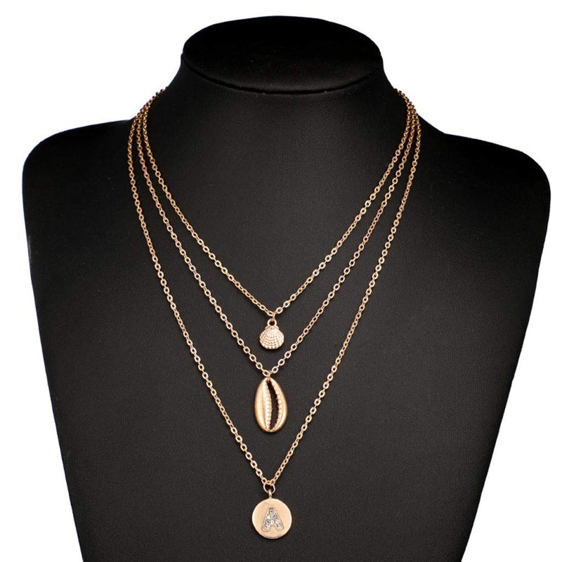 Yalice Boho Shell Necklace Chain Gold Disc Necklaces Jewelry for Women and Girls - BeesActive Australia