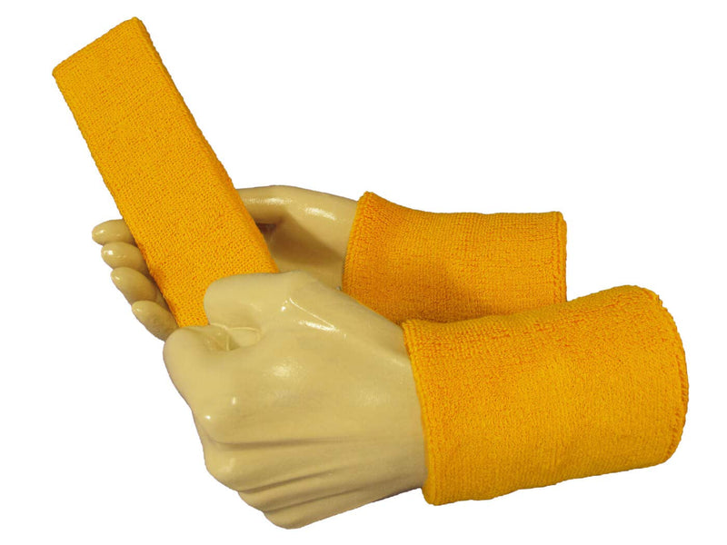 COUVER Premium Sports Cotton Solid/Plain Sweat Band Set for Unisex Golden Yellow - BeesActive Australia