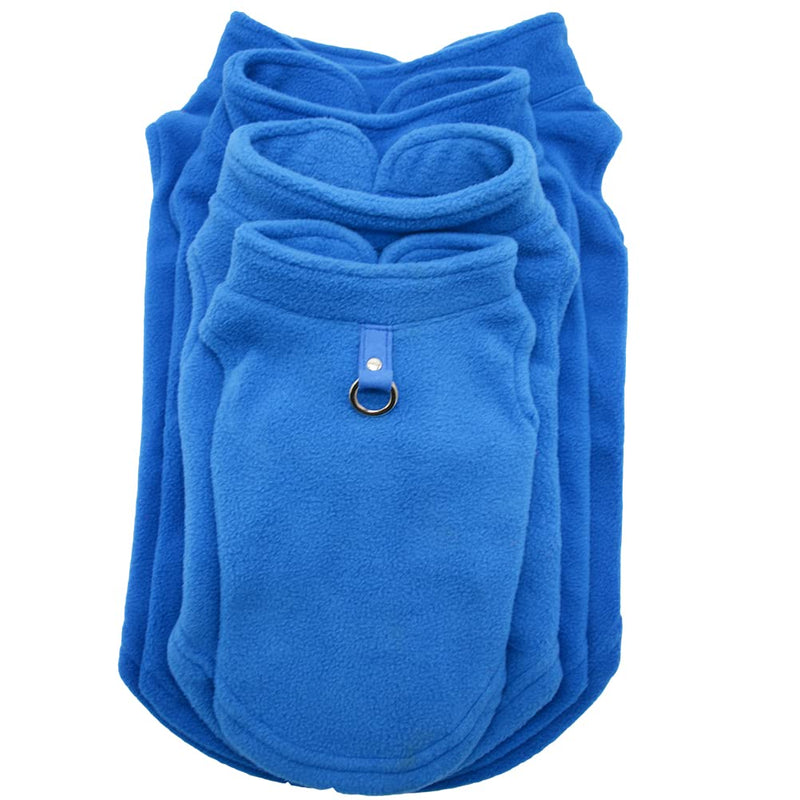 Dog Fleece Vest Soft Winter Jacket Sweater with D-Ring Leash Cold Weather Coat Hoodie for Small Medium Large Dogs L Blue - BeesActive Australia