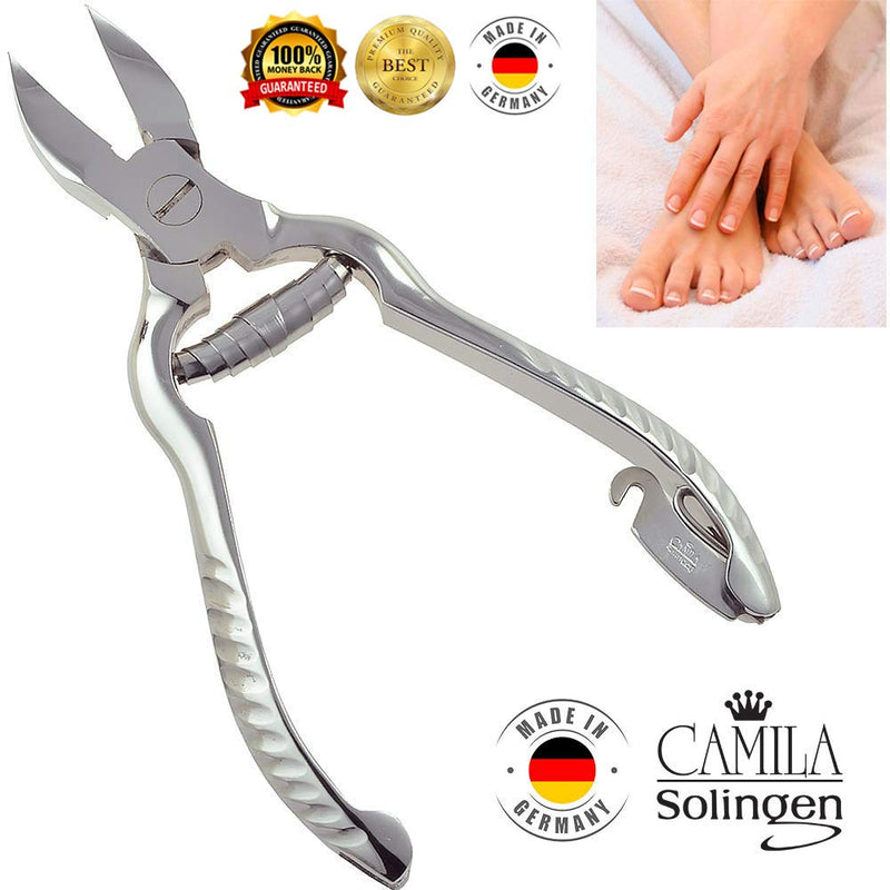 Camila Solingen CS13 Large Heavy Duty Toe Nail Clippers for Thick Nails, Manicure & Pedicure, Double Barrel Spring. Super Sharp Curved Stainless Steel 20mm Blade from Solingen Germany (5.5") - BeesActive Australia