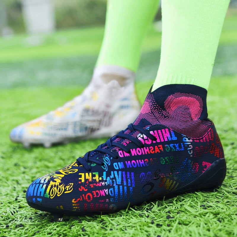MAUGELY Men's Cleats Firm Ground Soccer Shoes Athletic Lightweight Running Outdoor Turf Comfortable Training Football Shoes 6 Women/5 Men White and Black - BeesActive Australia