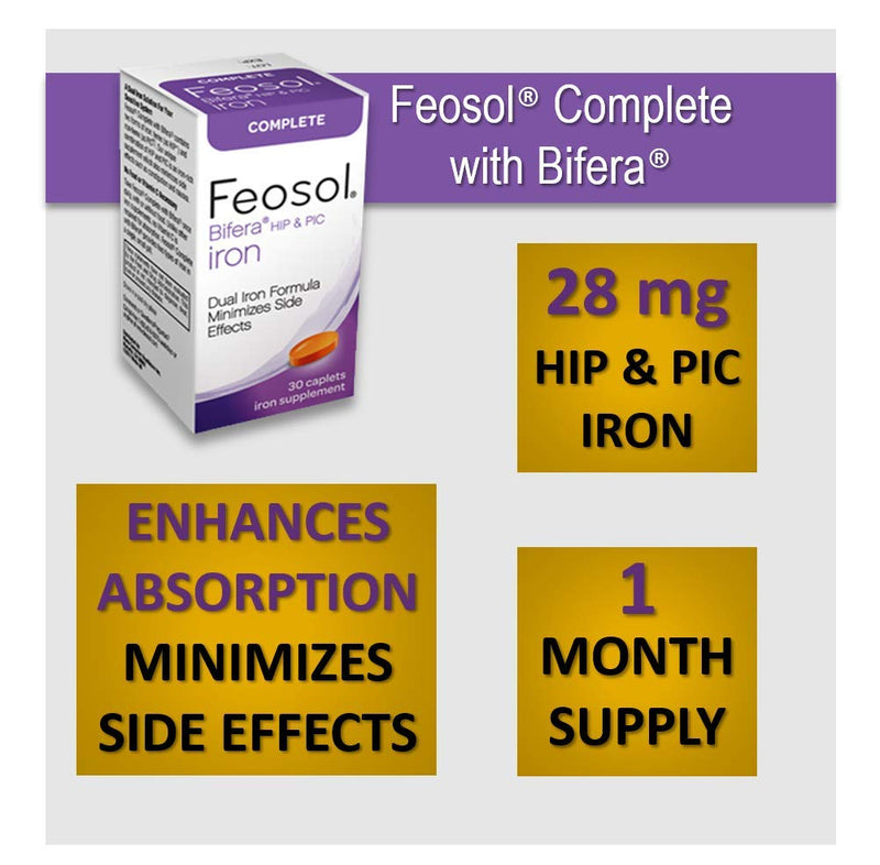 Feosol Complete with Patented Bifera Iron Caplets, 30ct - BeesActive Australia
