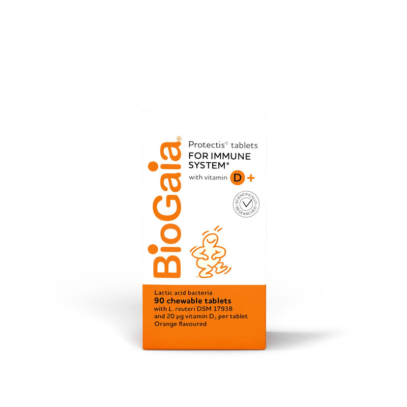 BIOGAIA Protectis Probiotic Chewable Vitamin D3 Tablets, Orange Flavoured, 90 Pieces, for The Whole Family 90 Count (Pack of 1) - BeesActive Australia