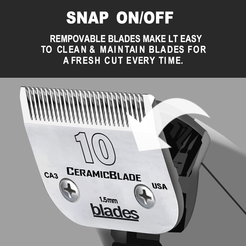 Clipper Blade Dog Grooming Compatible with Andis Clippers Carbon Infused Steel Detachable Ceramic Sharp Edge Also Compatible with Wahl / Oster Dog Clippers #10:1/16"(1.5mm) - BeesActive Australia