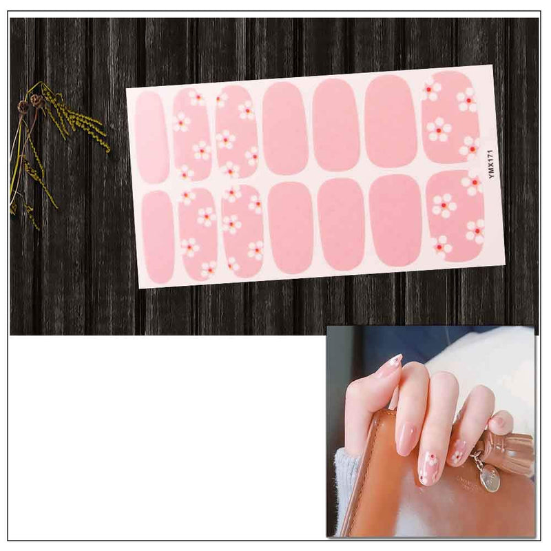 WOKOTO 6 Pieces Adhesive Nail Art Decals Tips With 1Pc Nail File Pink Cat Nail Polish Wraps Stickers Strips Set Manicure Design kit01 - BeesActive Australia