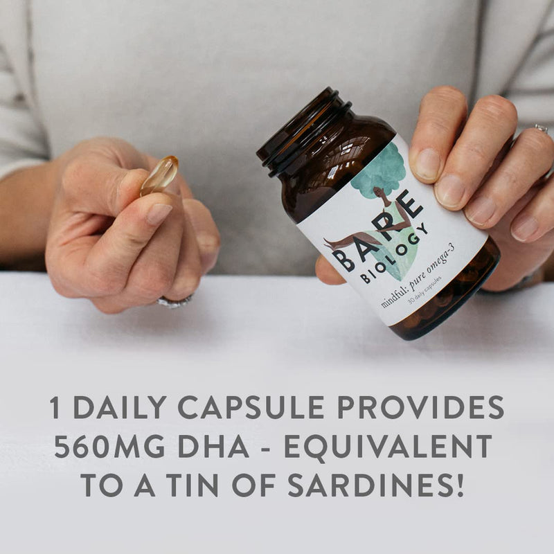 Bare Biology Mindful Omega 3 Fish Oil Capsules - Support for Brain Function and Eyes - Super Strength / Made from Sustainably Caught Fish (30 Capsules) - BeesActive Australia