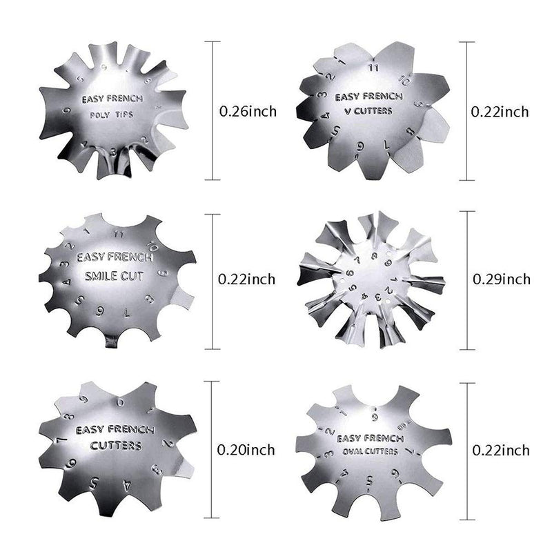 SILPECWEE 6 Pack Easy French Line Acrylic Gel Cutter Manicure Edge Trimmer Nail Cutter Stencil Tools (57 Size) No2 - BeesActive Australia