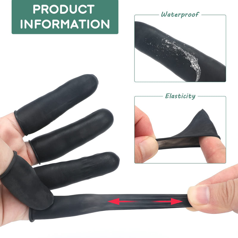 Black Finger Cot 200 PCS Latex Anti-Static Finger Covers Finger Tip Rubber Protect Keeping Dressing Dry and Clean Black - BeesActive Australia