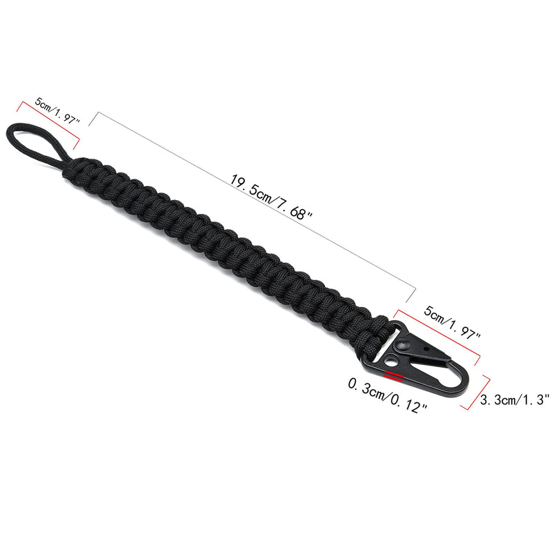 Paracord Keychain,Cobra Weave 550 Paracord,7.7 Inch Woven, 10 Feet Unraveled,Every Day Carry Black - BeesActive Australia