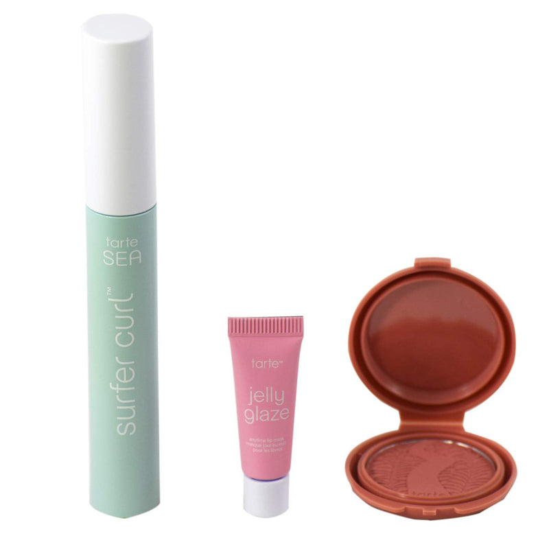 Tarte Fresh-faced and Festive Must-haves Set - Sea Surfer Curl, Jelly Glaze Lip Mask, Blush Paarty - BeesActive Australia