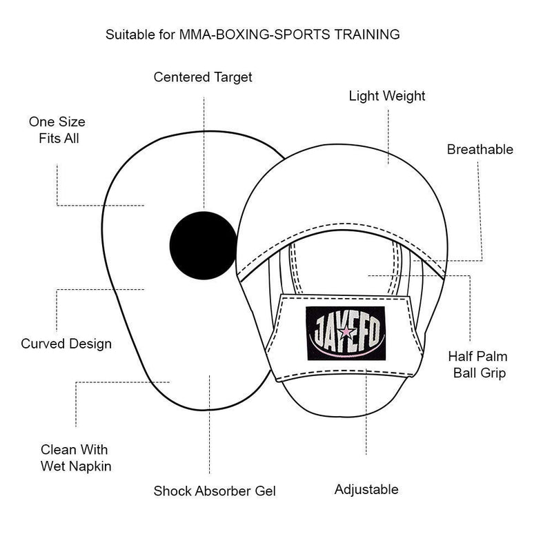 [AUSTRALIA] - Jayefo Punching Mitts Focus Target Pads for{Focus Mitts}{Punch Mitts} {Kickboxing} { Muay Thai Punch } {Speed Training} { MMA Martial Arts} { Boxing Training} for Youth, Men & Women {Come AS Pair} BLACK/WHITE 