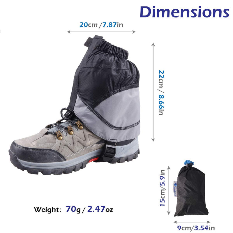 TRIWONDER Gaiters Low Gators Lightweight Waterproof Ankle Gaiters for Hiking Walking Backpacking 01 Black & Gray - BeesActive Australia