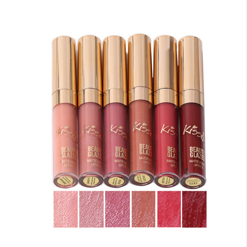 Shouhengda Liquid Lipstick Lipgloss set Matte Lipgloss Long-lasting Lip Gloss Waterproof Nude Lip Tint Lipsticks Lipstick Kit 6Pcs/set (A Style) A Style - BeesActive Australia