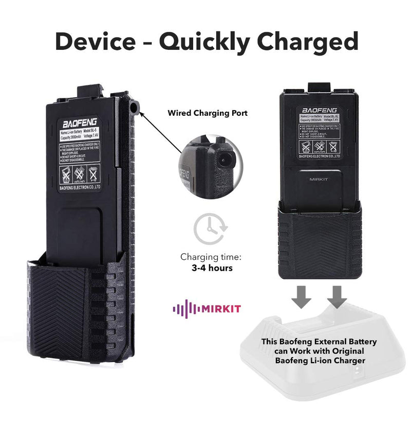 [AUSTRALIA] - Mirkit Baofeng Accessories Set: Baofeng Battery BL-5L 3800mah with Baofeng USB Charging Cable Compatible with Baofeng UV- 5R MK2 MK3 MK4 MK5 BF-8HP UV-5RX3 RD-5R UV-5RTP UV-5X3 by Mirkit Radio 