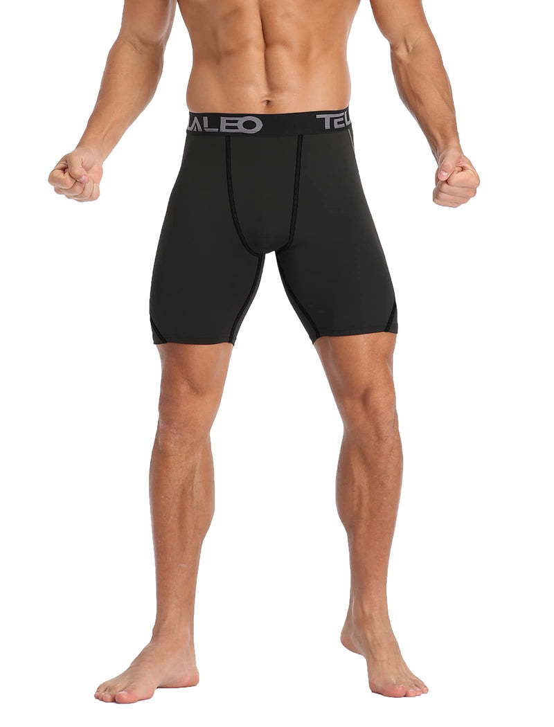 TELALEO 5/6 Pack Compression Shorts Men Spandex Sport Shorts Athletic Workout Running Performance Baselayer Underwear 5black Large - BeesActive Australia