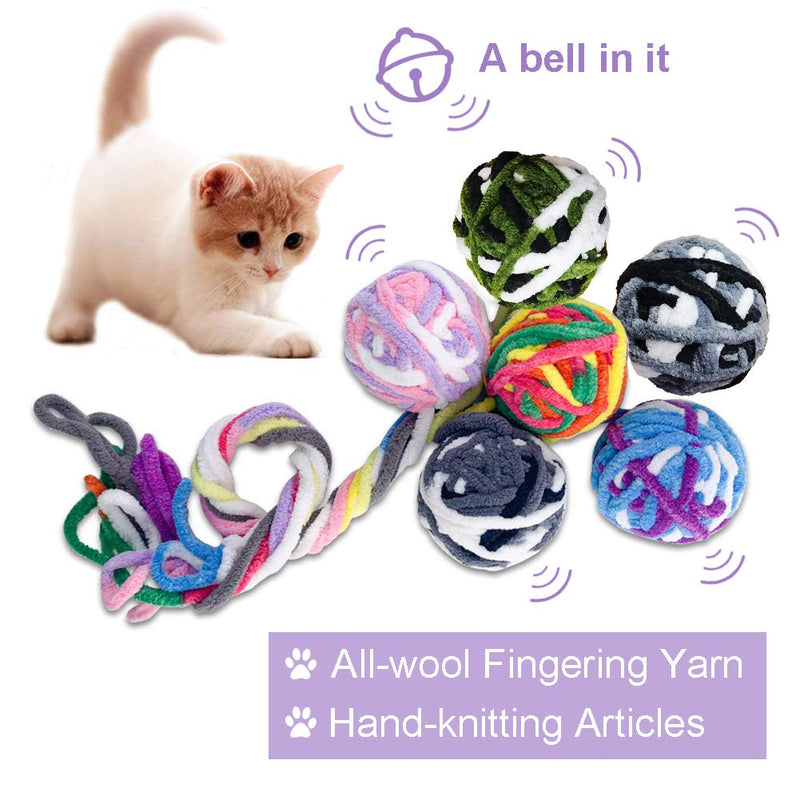 Cat Toy Balls - 5 PCS Colorful Yarn Cat Balls Built-in Bell Cat Toys Interactive Kitten Toys Cat Ball Toys for Cats Kitten - BeesActive Australia