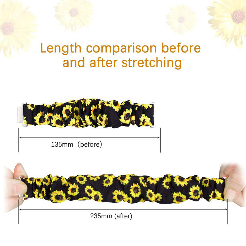 200Pcs Compatible for Garmin vivomove HR Band, Blueshaw Fabric Elastic Scrunchie Elastic Watch Band Women Cute Replacement Straps for Garmin vívomove HR Smartwatch (Sunflower Yellow) - BeesActive Australia