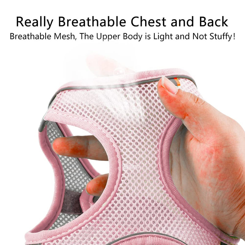 Mitili Dog Harness with Leash Set, No Pull Dogs Vest Harnesses Step-in Air Reflective Adjustable Breathable Mesh Cat Harness fit Small Medium Puppy Pet Cats (M(Chest:13-16"), Fresh Pink) - BeesActive Australia