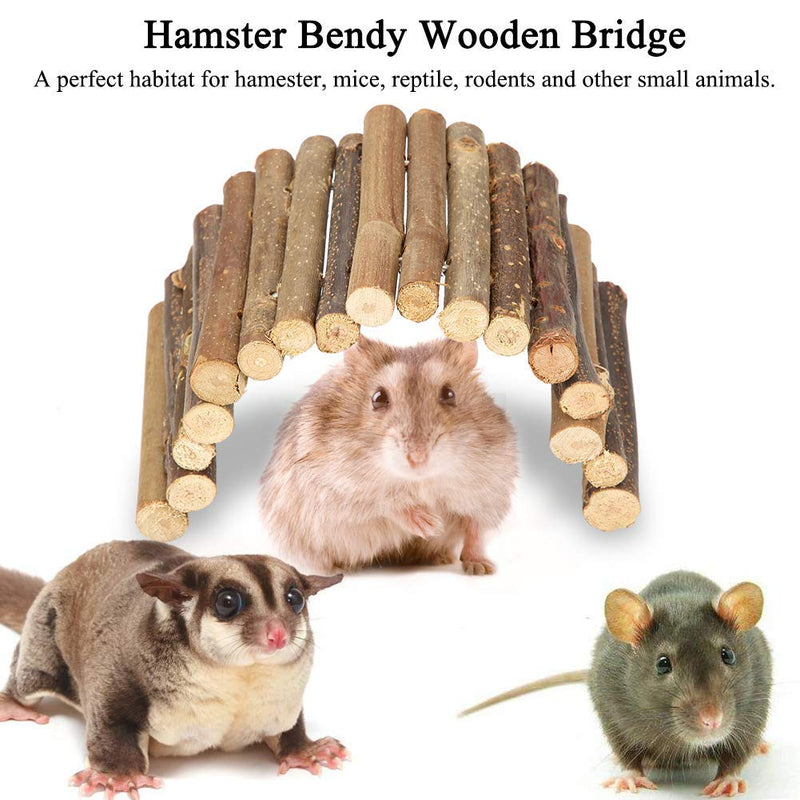Pet Ladder Bridge Bend Wooden Hamster Wood Ladder Living Fence Suspension Bridge Exercise Chew Toy for Reptile Mice Rodents Small Animals(Small) - BeesActive Australia