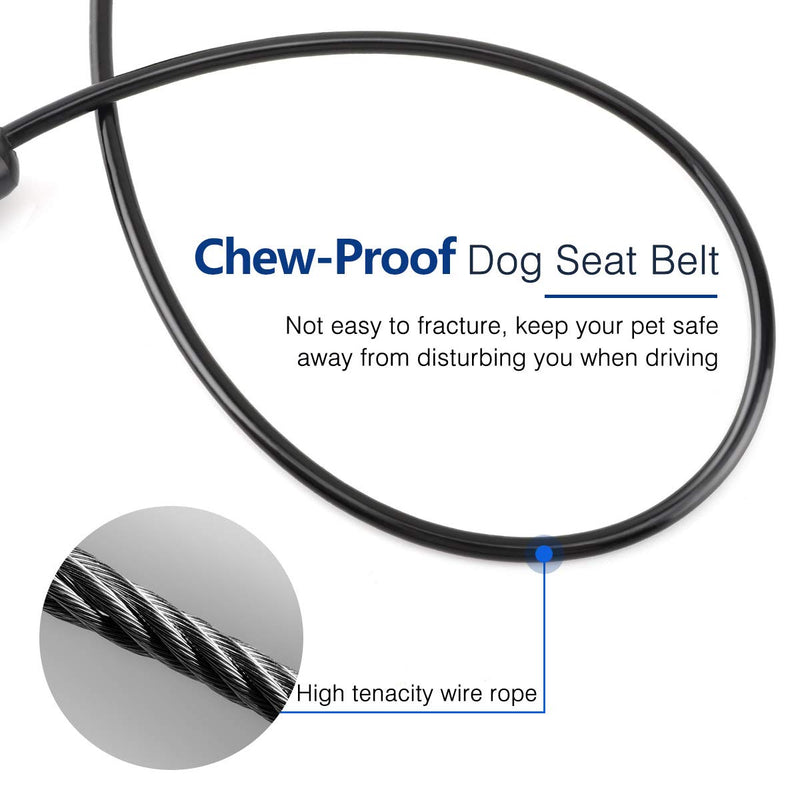 Pawaboo Dog Seatbelt, Chew-Proof Leash Extender Restraint Car Safety Seat Belt Coated Steel Rope with Clip Strap, Heavy Duty Carabiner, Attach to Latch Bar, Headrest Support Rod 32 Inch - BeesActive Australia