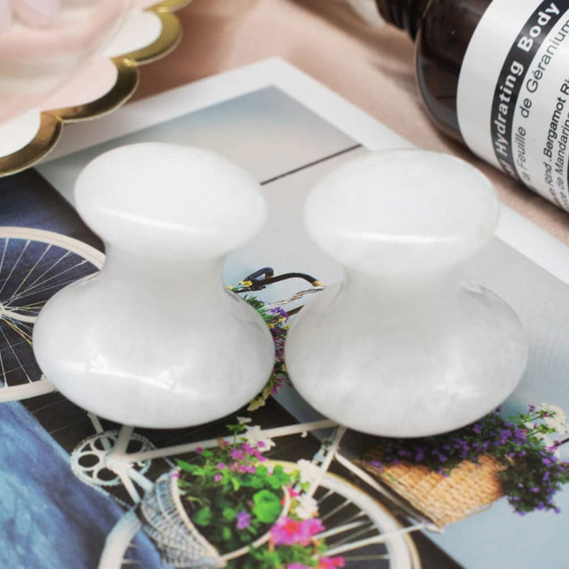 OSALADI 2Pcs Gua Sha Tools Quartz Mushroom Face Massager Health Jade Stones Mushroom Scraping Massage Tool for Women Home Spa, White - BeesActive Australia
