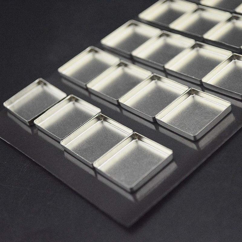 30 Pieces Empty Square Metal Tin Palette Pans Empty Square Metal Pans Cosmetic Eyeshadow Pans for Eyeshadow Palette Magnetic Makeup Palette, 26mm Wide 3.5mm Height - BeesActive Australia