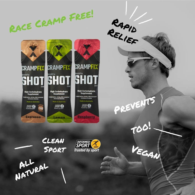 Crampfix QuickFix Shot Sachets - Fast & Effective Relief from Muscle Cramp (9 x 20ml Packets) (Raspberry) Raspberry - BeesActive Australia