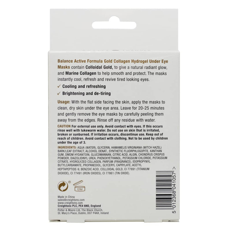 Balance Active Formula Gold & Marine Collagen Hydrogel Under Eye Masks (3 pack) Instantly Cool, Refresh & Revive Tired-Looking Eyes. Cruelty Free. - BeesActive Australia
