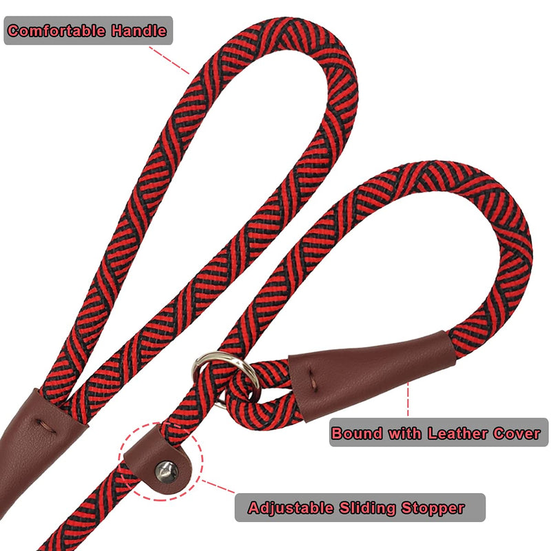 SEPXUFORE 3FT Slip Lead Dog Leash, 1/2 inch Rope Dog Walking and Training Lead, No Pull Strong Nylon Leash Great for Medium and Large 1/2" x 3ft Red - BeesActive Australia