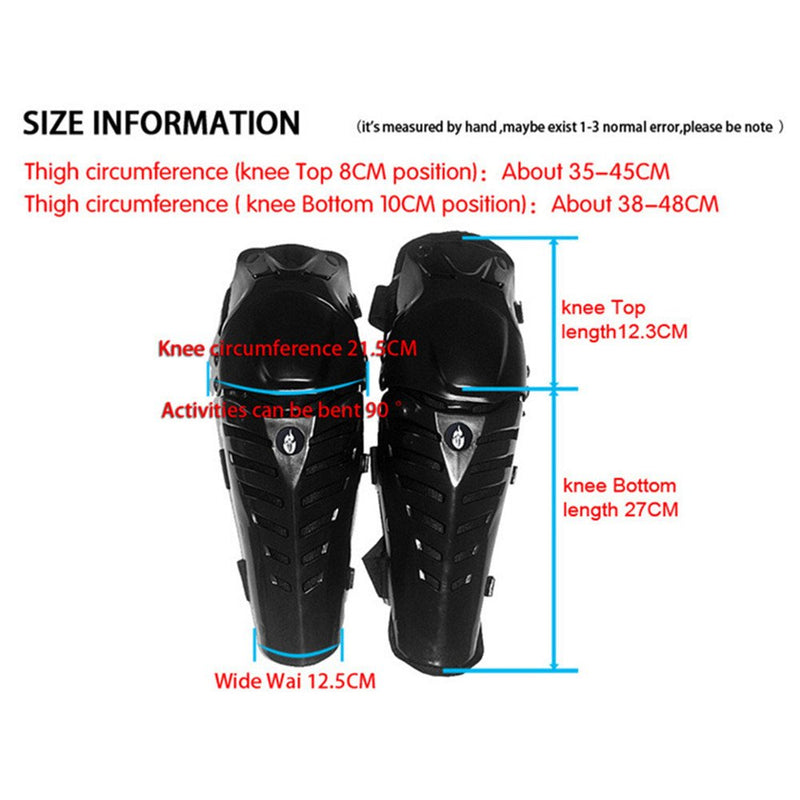 Baselay 1 Pair of Motorcycle Knee Shin Guard Pads Three Sections Breathable Adjustable Knee Cap Pads Protector Gear Armor for Adults Motorcycle Cycling Racing Black/Red - BeesActive Australia