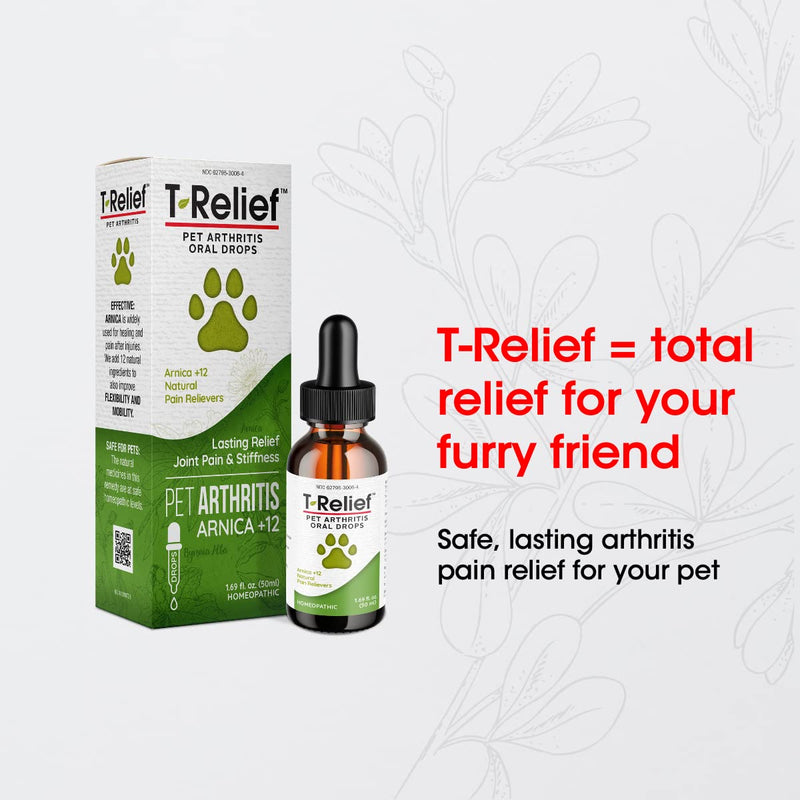 MediNatura T-Relief Pet Arthritis Pain Relief Arnica +12 Powerful Natural Medicines Help Reduce Hip & Joint Pain, Soreness & Stiffness - Fast-Acting, Alcohol-Free Soother for Dog & Cat - 1.69 oz - BeesActive Australia