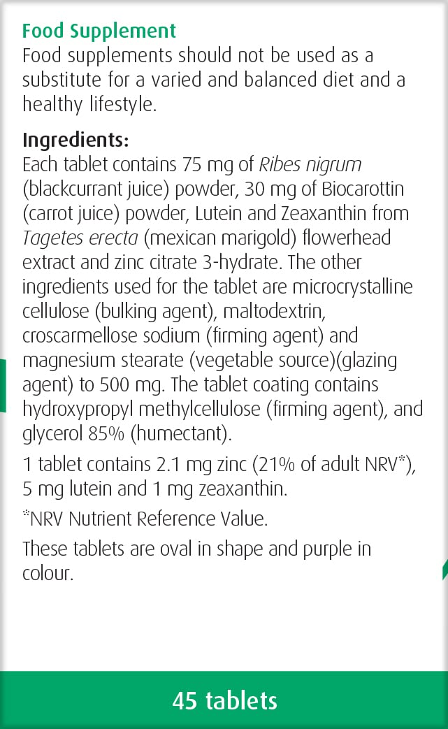 A.Vogel Vision Complex | Eye Health Supplement | Rich in Lutein, Beta-Carotene & Zeaxanthin | Contains zinc | 45 Tablets - BeesActive Australia