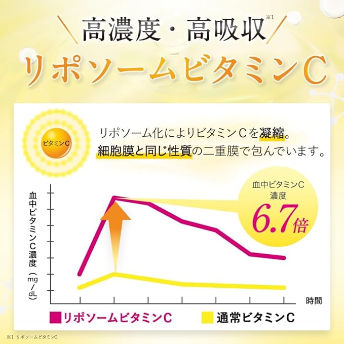 Long-acting liposome high concentration high absorption vitamin C supplement 2000mg time release PERFECT C CARE 120 tablets 30 days supply made in Japan (1 bag) - BeesActive Australia