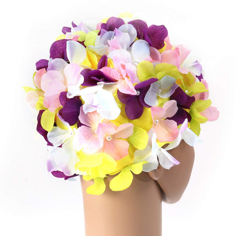 FAVOMOTO Swim Cap Flower for Women Floral Caps Swim Turban Waterproof Swim Cap for Long Hair Petal Stylish Swimming Hat Bathing Caps Ear Hair Protection Easy to Put On and Off Size - BeesActive Australia