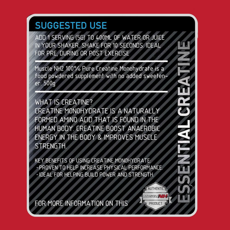 Muscle NH2 100% Pure Creatine Monohydrate Powder Supports Increase Size Strength and Physical Performance, Unflavoured, 200g, 40 Servings (Pack of 1) - BeesActive Australia