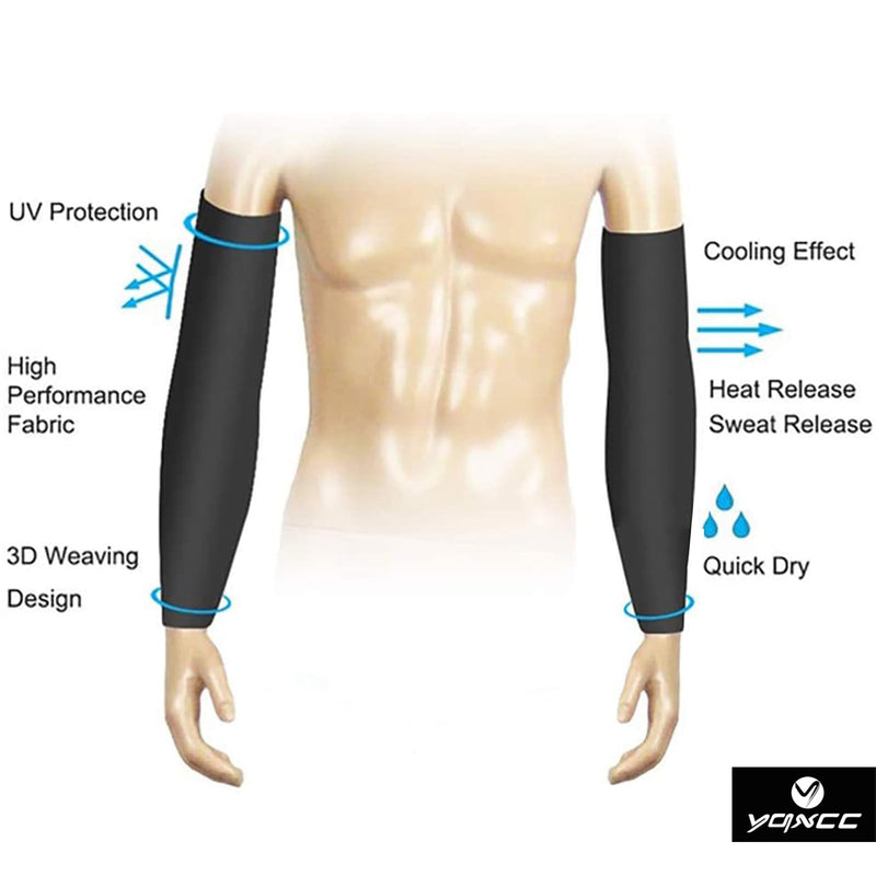YQXCC 4 Pairs UV Sun Protection Arm Sleeves - Tattoo Cover Up - UPF 50 Sports Compression Cooling Sleeve for Men & Women 4 Pairs Black - BeesActive Australia