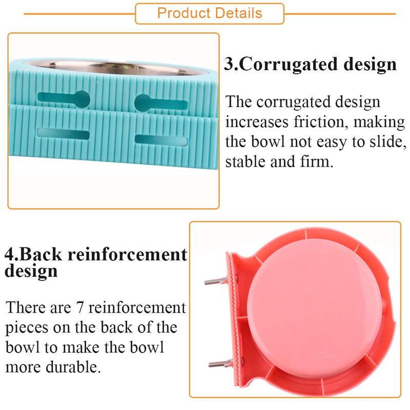 kahson Crate Dog Bowl, Removable Stainless Steel Food & Water Bowls Hanging Pet Cage Coop Cup for Puppy Cat Birds Rabbits(2 Pack) - BeesActive Australia