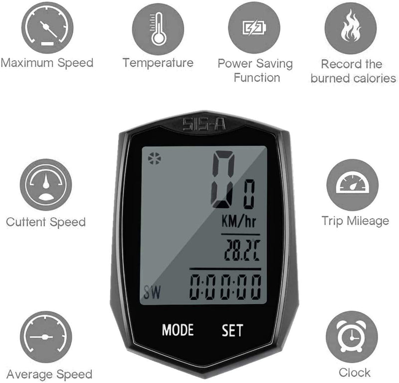 SEISSO Bike Computer Speedometer Wireless Waterproof Cycling Odometer, Smart Sensor, Auto Wake-up, Multi-Function Bicycle Speed Tracker with LCD Backlight Display - BeesActive Australia