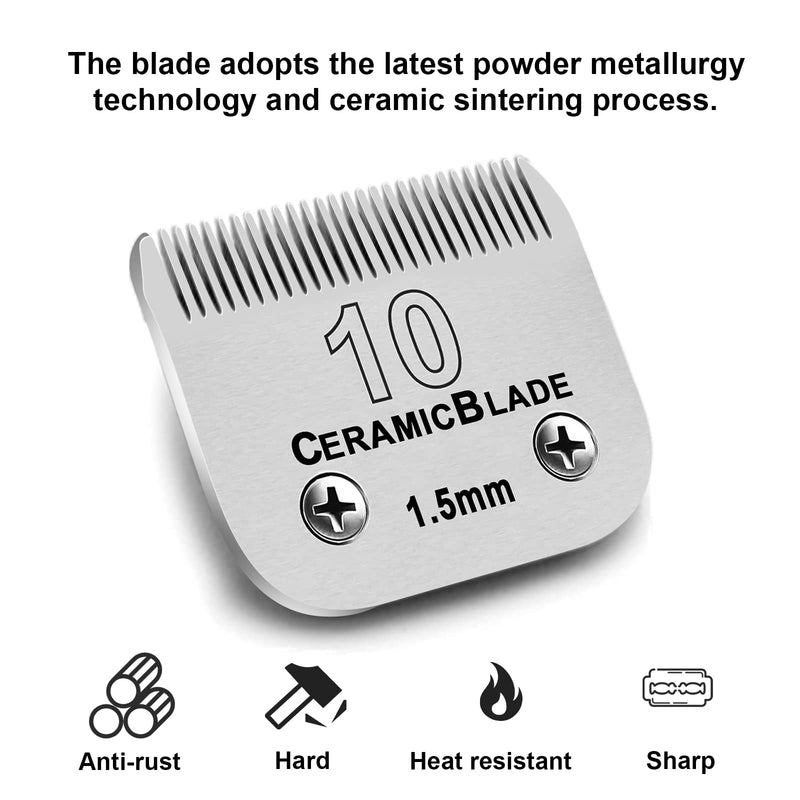 Dog Grooming Clipper Replacement Blades Compatible with Andis/Wahl / Oster Dog Clippers,Detachable Ceramic Blade & Stainless Steel Blade 3pc 10:1/16''(1.5mm) - BeesActive Australia
