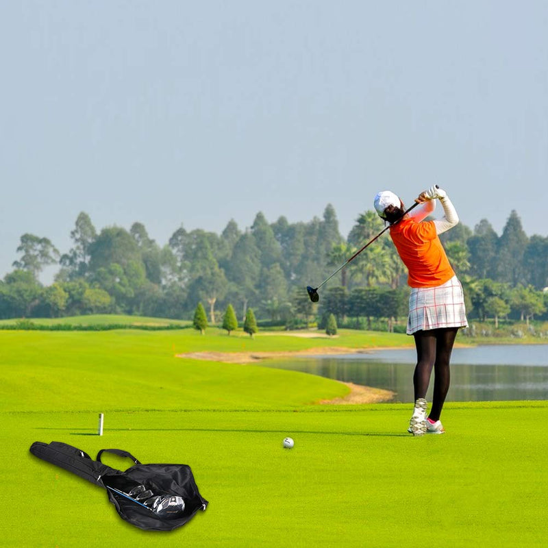 Golf Sunday Bag-Driving Range Mini Course Training Practice Golf Bag Travel Case Foldable Black - BeesActive Australia