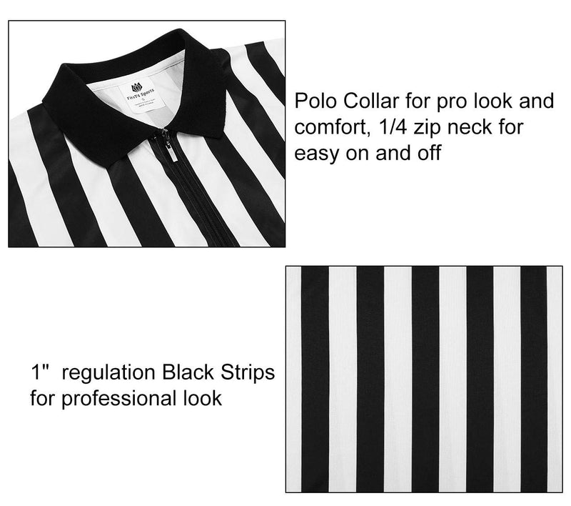 FitsT4 Women's Black & White Stripe Referee Shirt,Zipper Referee Jersey Short Sleeve Ref Tee Shirt for Refs, Waitresses & Costume X-Small - BeesActive Australia