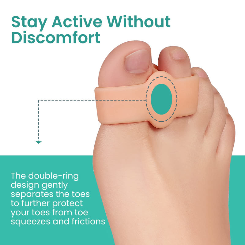 Welnove Pack of 12 Bunion Corrector, Toe Separators with 2 Loops, Big Toe Spacer Suitable for Bunion and Overlapping Toe (Beige) - BeesActive Australia