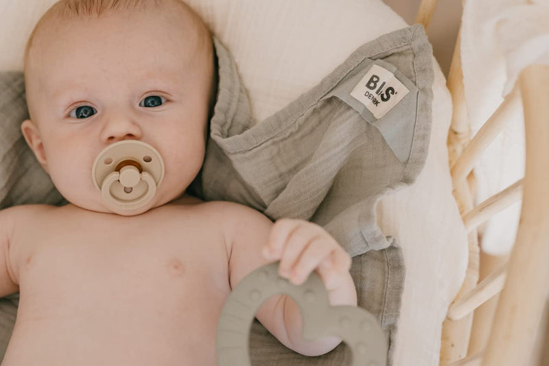 BIBS Pacifiers | Natural Rubber Baby Pacifier | Set of 2 BPA-Free Soothers | Made in Denmark | Hunter Green/Dark Oak | Size 0-6 Months - BeesActive Australia
